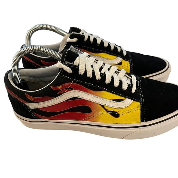 VANS Old Skool Black Flame Canvas/Suede Lace Up Shoes Men’s Size 8.5/ Women’s 10 - Picture 1 of 8